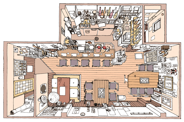 店舗を真上から見たパース図 どんぶらこな日々
